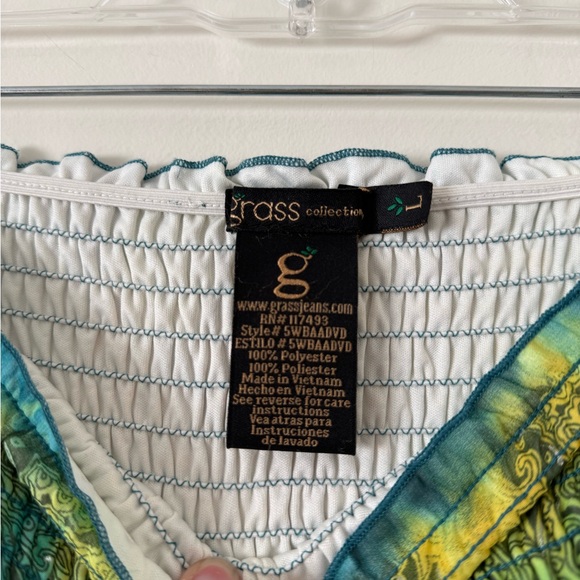 Vintage Y2K Size L Strapless Maxi Dress Rainbow Boho Tye-Dye Paisley Fairy - Picture 2 of 11